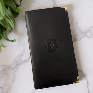 Louis Quatorze Paris  Black Leather Bi fold Wallet Soft Leather Gold Hardware